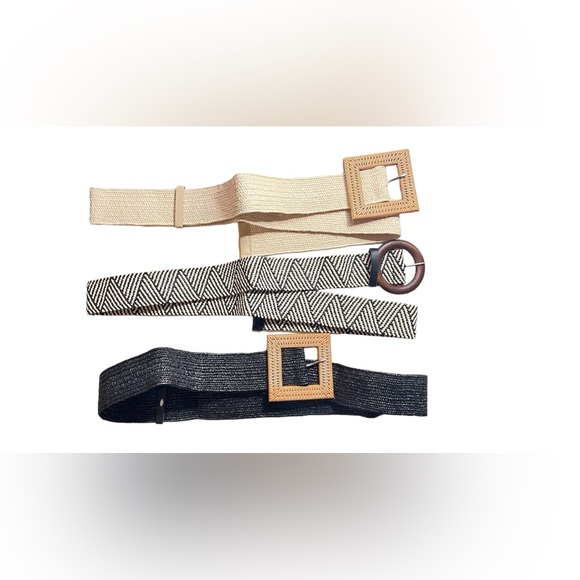 WHIPPY 3 Pack Straw Woven Elastic Stretch Waist Belt Fashion Boho Dress Braide - Picture 6 of 8